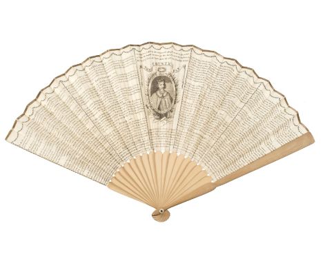 * The County Fan. Compiled and Published June 30, 1794, by Sarah Ashton, No. 28 Little Britain, double-sided folding paper fa