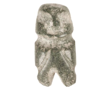 * Mexico. A Mezcala green stone standing figure, Mexico circa 500-100 BC, grooved diliniation representing a god or idol, pro