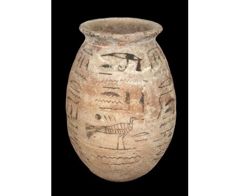 * Egypt. An ancient Egyptian vase formerly from the Gérard Moeller collection, of amphora form without handles, pale terracot