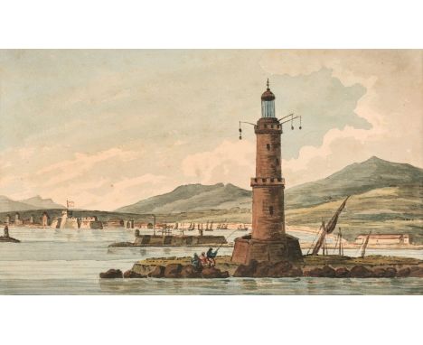 * Serres (John Thomas, 1759-1825). Leghorn, circa 1800, watercolour with pen and dark brown ink on wove paper, single-rule in