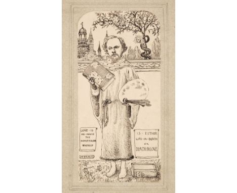 * Rossetti (Dante Gabriel, 1828-1882). Portrait of Dante Gabriel Rossetti, by J.B.B.N., circa 1870's, pen and black ink drawi