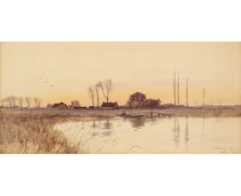 * Fraser (Robert Winter, 1848-1906). Landscape with Fishermen at Horton, Buckinghamshire, 1893, watercolour, signed, dated an