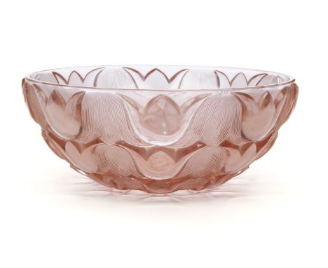 * Lalique (René, 1860-1945). A 'Campanules' alexandrite glass bowl, the circular bowl moulded in relief with bell flowers, th