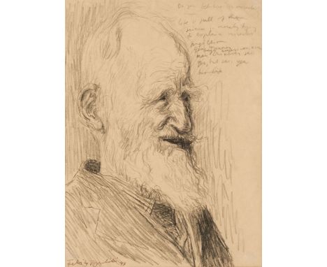 AR  * Topolski (Feliks, 1907-1989). Portrait of George Bernard Shaw, 1943, pencil on pale cream wove paper, signed and dated 