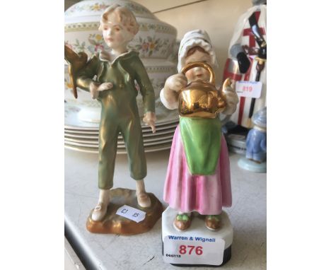 Royal Worcester characters - Polly put the kettle on and Parakeet - both with damage 