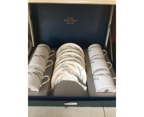Royal Worcester coffee set - 1 plate damaged 