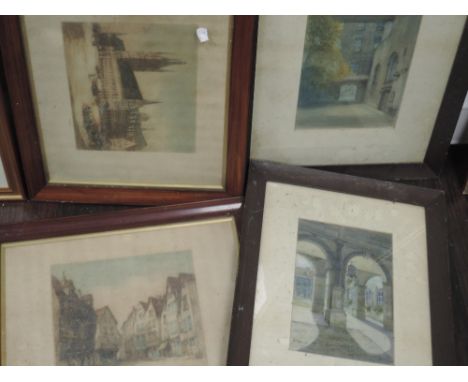 A pair of etchings, artists proofs, coloured, HPH, Belgium, indistinctly signed, 26 x 21cm, plus frame and glazed, and a pair