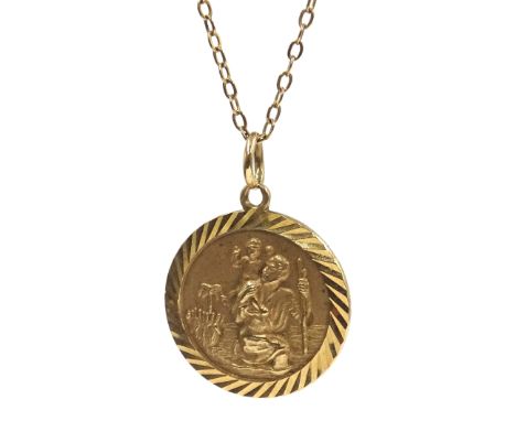 9ct gold St Christopher pendant necklace hallmarked, approx 4.6gm Condition Report & Further Details Click here for further i