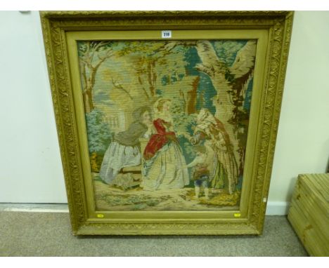 Large antique style tapestry in a gilt frame