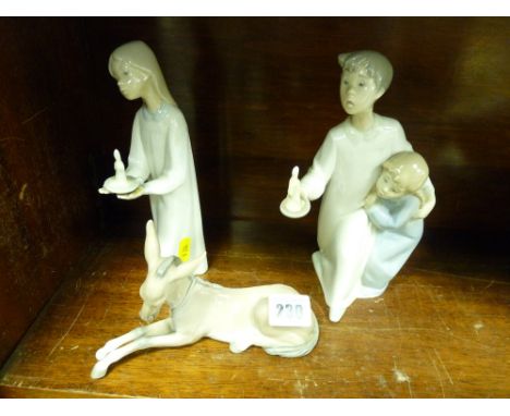 Lladro donkey and a Nao figurine etc