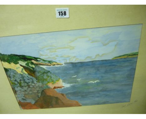 FRED BORAS HALL? watercolour - cliffs and seascape, 27 x 40 cms