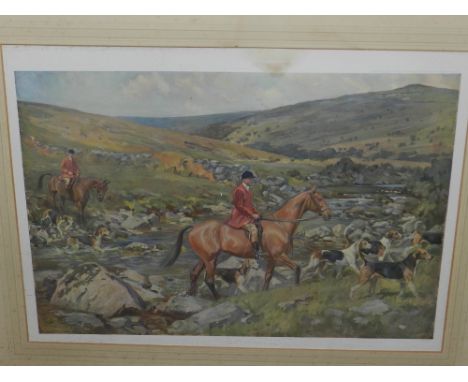 Lionel Edwards, Hunting Counties, The Dartmoor, coloured lithograph, signed in pencil to lower left margin.  H: 39cm W: 52cm