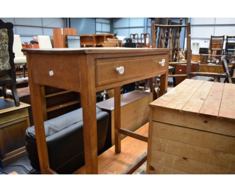 A vintage oak side table with frieze drawer , dimensions approx W65 H76 D39cm