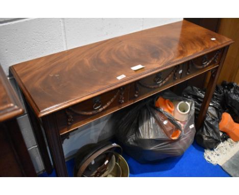A reproduction console table of small proportions, approx width 107cm, height 76cm