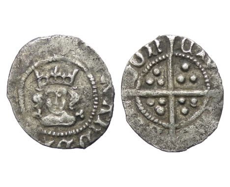 Edward IV Halfpenny. Light Coinage, 1464-79 AD. London mint. Silver, 13mm, 0.41g. Crowned facing bust, trefoils at neck. EDWA