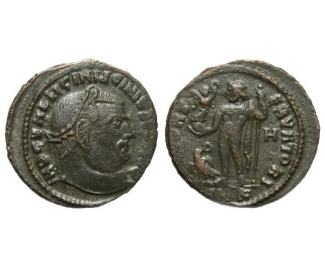 Licinus Folis. Billon, 4.15g. 21.94mm. IMP C VAL LIC LICINIVS P F AVG, laureate head of Licinius facing right. R. IOVI CONSER