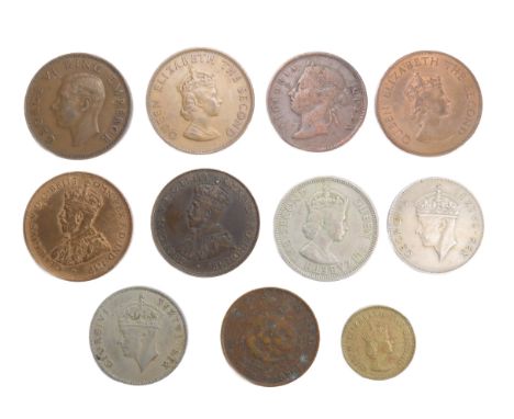 British Empire / Colonial coin group (11). To include coins from the reigns of Victoria, George V, George VI and Elizabeth II