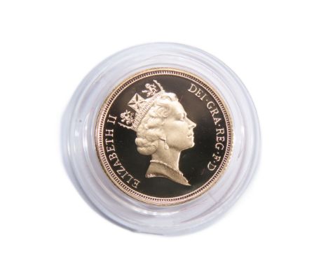 Royal Mint. Elizabeth II Proof Gold Sovereign, 1993. 8g. Crowned bust right, ELIZABETH II DEI GRA REG F D. R. St George and d