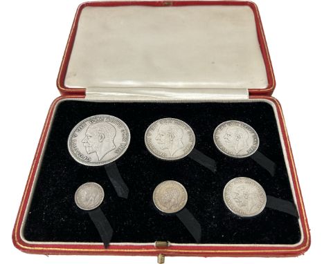 George V 1927 New Coinage Proof Coin Set. Wreath type Crown to threepence. In original box. Ref: S.PS14. 