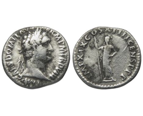 Domitian Denarius. Rome 88 AD. Laureate bust right, IMP CAES DOMIT AVG IMP P M TR P VIII. R. IMP XIX COS XIIII CENS P P, Mine