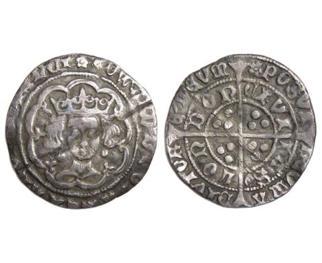 Edward IV Groat. Heavy Coinage, 1464-70 AD. London. Silver, 27mm, 2.78g. Crowned facing bust, annulets at neck. Mint mark ros