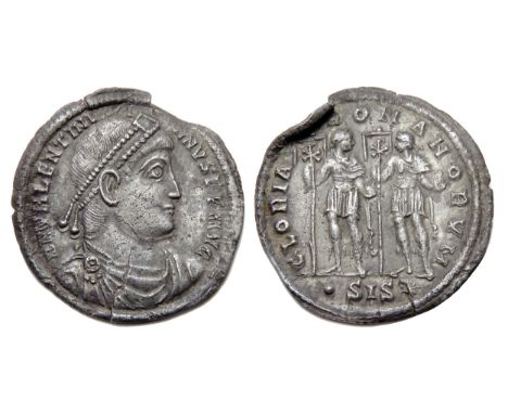 Valentinian Miliarense. Siscia, 364-7 AD. Silver. Diademed and draped bust right, D N VALENTINIANVS P F AVG. R. GLORIA ROMANO