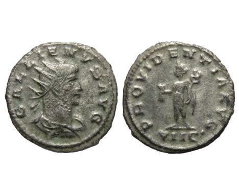 Gallienus Antoninianus. Billon, 2.56g. 20mm. Radiate and draped bust right, GALLIENVS AVG. R. PROVIDENTIA AVG, Mercury standi