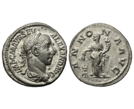 Severus Alexander Denarius. Laureate and draped bust right, IMP C MAVR SEV ALEXANDE AVG. R. ANNONA AVG,Â&nbsp;Annona standing