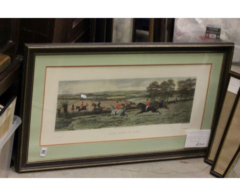 Two Henry Alken prints of steeplechase , along with one other hunting print 