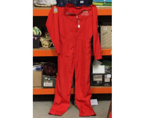 A Red Arrows flying suit worn by Steve Morris who was part of the "Red 6" and was worn throughout the teams 50th anniversary 