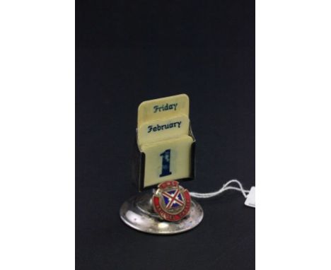 Silver Plated Desk Calendar with Enamel Badge ' RMS Arundel Castle '