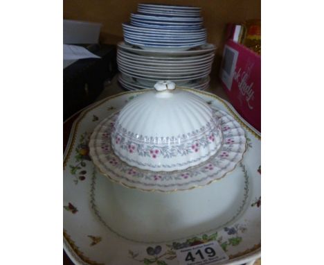 Collection of Various 19th and Early 20th century Plates and Meat Plates and a Muffin Dish including Copeland Spode and Booth