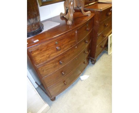 19th century Mahogany Bow Fronted Chest of Two Short over Three Long Drawers