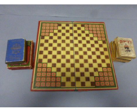 Various mixed packets of playing cards plus a vintage board game
