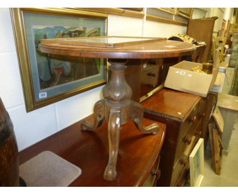 Early 20th century Walnut Circular Low Table on Tripod Pedestal Base