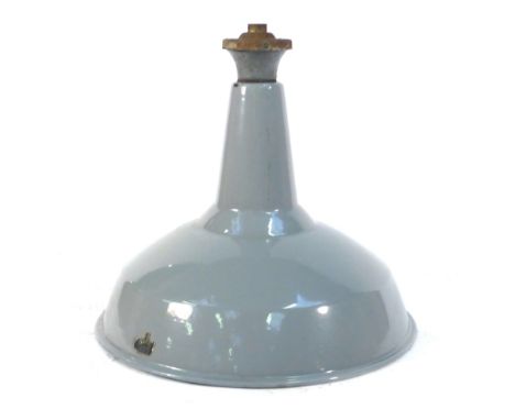 A 1950/60's Crysteel Products grey and white enamelled industrial pendant ceiling lamp shade