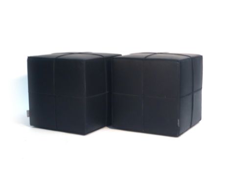 Rodolfo Dordoni for Minotti, a pair of 'Villon' cube ottomons/pouf in black   CONDITION REPORT:  See images for surface, one 