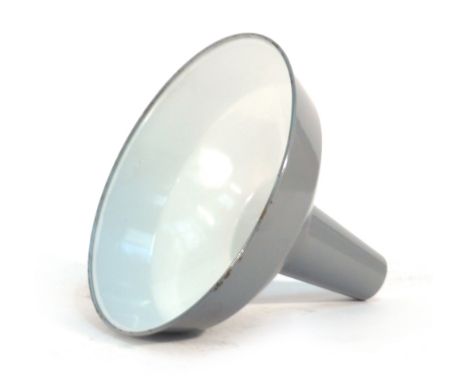 A 1950/60's Crysteel Products grey and white enamelled industrial pendant ceiling lamp shade