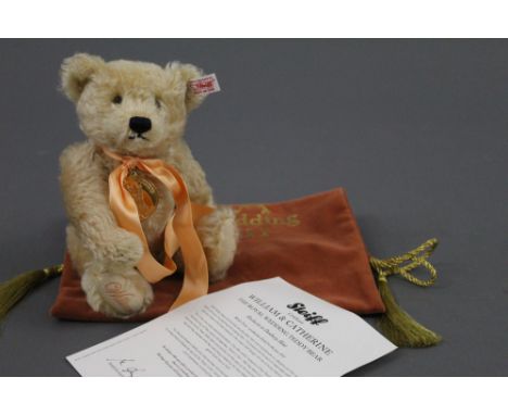 A Steiff "William and Catherine, The Royal Wedding Teddy bear", made exclusively for Danbury Mint, limited edition No. 311, h