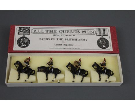 'All The Queen's Men', metal toy soldiers, a boxed set of four lead horse mounted soldiers, 'Bands of the British Army'