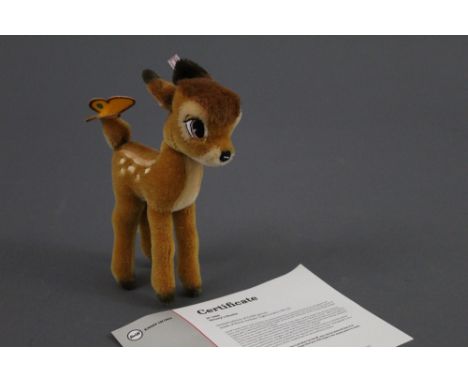 A Steiff "Disney's Bambi", limited edition 1446/2000, having light brown mohair covered body, 20 cm tall and keeping its cert