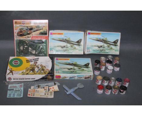 A group lot of Airfix and Matchbox model kits, top include an Airfix 72nd scale "Westland Scout" construction kit, an Airfix 