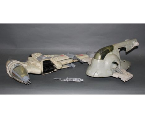 A 1980's Lucas Films Limited Star Wars B-Wing Fighter, together with a Bobba Fett Slave 1 spaceship, the largest measuring 55