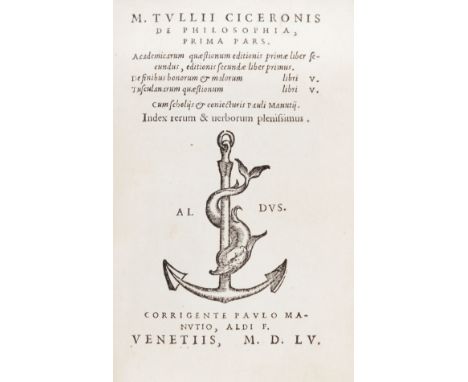 Cicero Marcus Tullius. De philosophia, prima pars [- volumen secundum] ... Cum scholijs &amp; coniecturis Pauli Manutij. Inde
