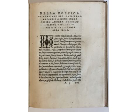 Dante Alighieri. Daniello Bernardino. La Poetica di Bernardino Daniello Lucchese. Venezia, Giovanni Antonio Nicolini da Sabbi