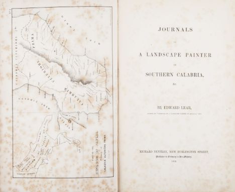 Calabria. Lear Edward. Journals of a landscape painter in southern Calabria &amp;C. London, Richard Bentley, 1852.(mm 250x155