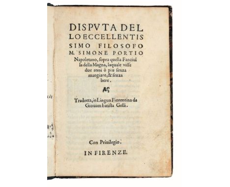 Porzio Simone. Disputa... sopra quella fanciulla della Magna, la quale visse due anni ò più senza mangiare, &amp; senza bere.