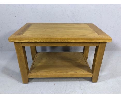 LIght oak coffee table with shelf under approx 80cm x 50cm x 50cm 