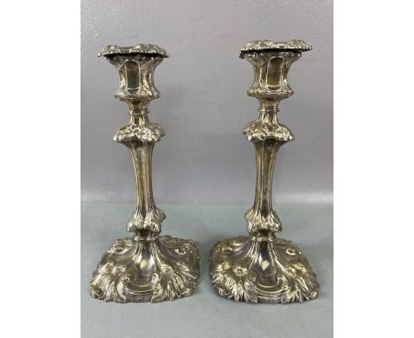 Pair of William IV hallmarked Silver candlesticks hallmarked for Sheffield 1837 by maker Henry Wilkinson &amp; Co each approx