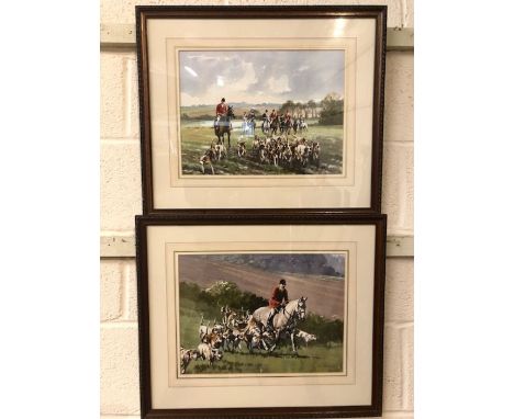 GRAHAM ISOM (British 1945-), two watercolours of hunting scenes, both signed lower right, approx 39cm x 29cm 